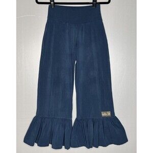 Matilda Jane Small Womens Pull On Navy Crop Pants Ruffle Bottom Comfy Stretchy